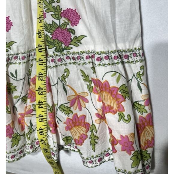 THML Midi Halter Sundress XS White Pink Floral A Line Tiered Voile Cotton Dress - Picture 10 of 14